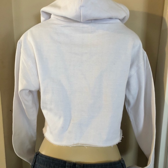 Women Cardi B White Crop Hoodie - Picture 6 of 6